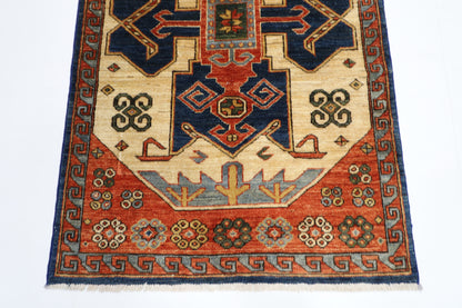 92 x 146 cm | Oriental Heriz Area Rug Afghan Hand Knotted Veg dye Wool carpet