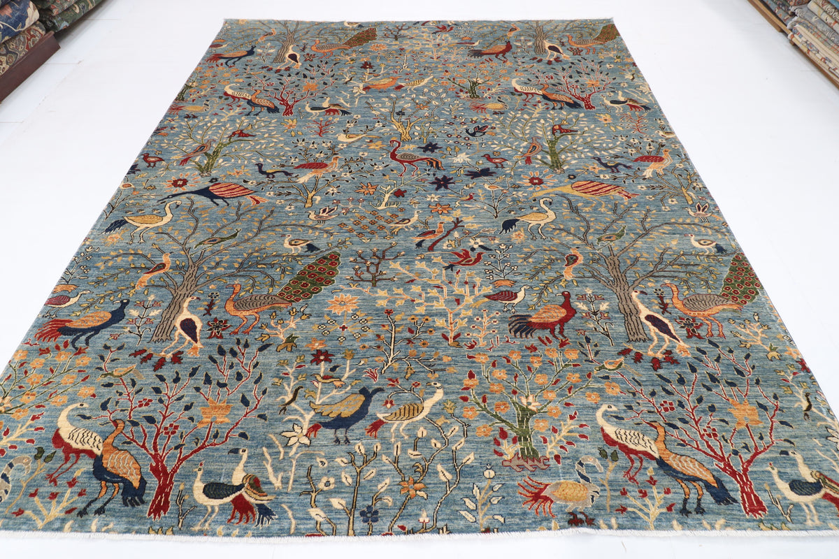 253 x 296 cm | Birds Design Hand Knotted Wool Afghan Carpet