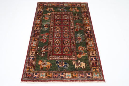 102 x 152 cm | Pazyryk Afghan Tribal Hand Knotted Veg Dye Wool Carpet