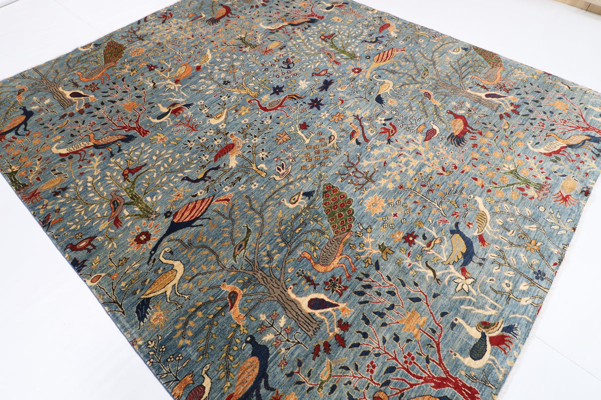 253 x 296 cm | Birds Design Hand Knotted Wool Afghan Carpet