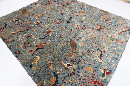 253 x 296 cm | Birds Design Hand Knotted Wool Afghan Carpet