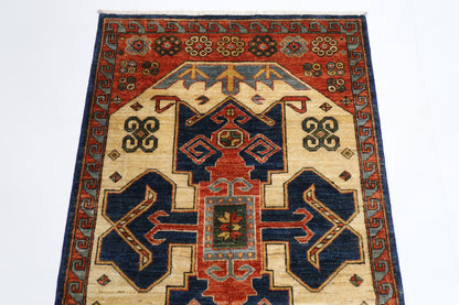 92 x 146 cm | Oriental Heriz Area Rug Afghan Hand Knotted Veg dye Wool carpet
