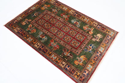 102 x 152 cm | Pazyryk Afghan Tribal Hand Knotted Veg Dye Wool Carpet