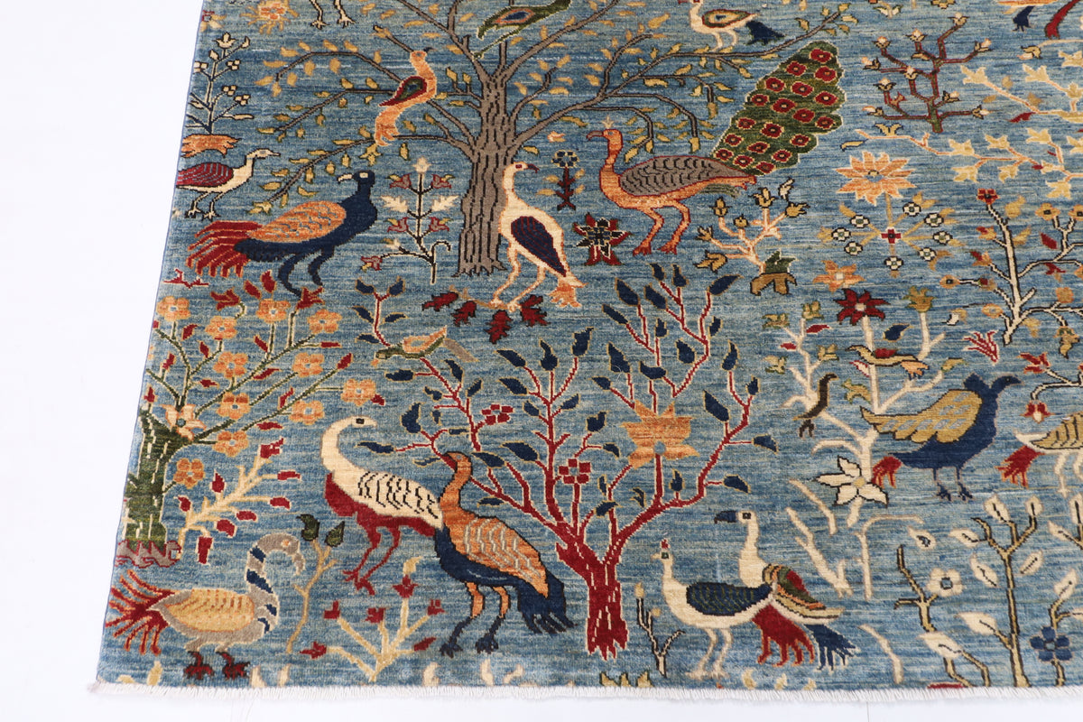 253 x 296 cm | Birds Design Hand Knotted Wool Afghan Carpet
