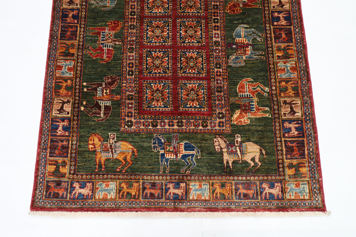 102 x 152 cm | Pazyryk Afghan Tribal Hand Knotted Veg Dye Wool Carpet