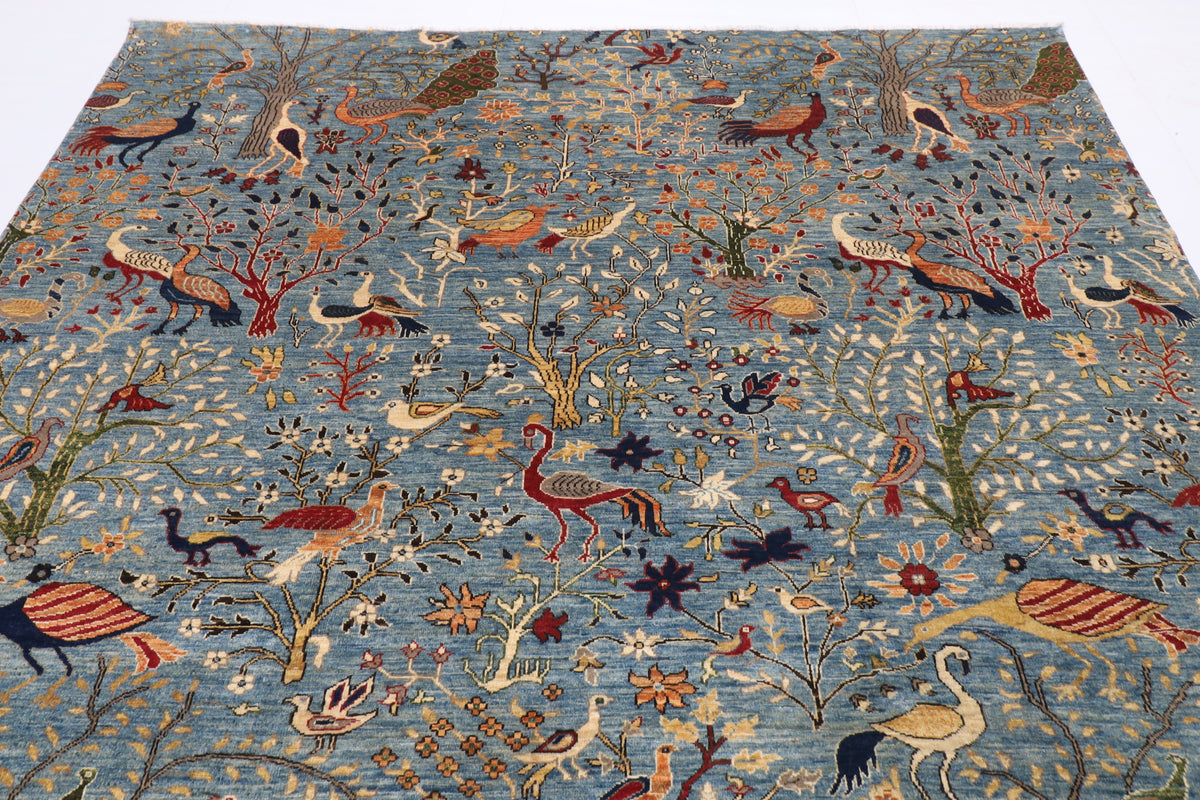 253 x 296 cm | Birds Design Hand Knotted Wool Afghan Carpet