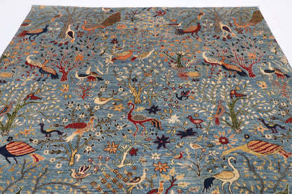 253 x 296 cm | Birds Design Hand Knotted Wool Afghan Carpet