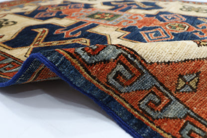 92 x 146 cm | Oriental Heriz Area Rug Afghan Hand Knotted Veg dye Wool carpet