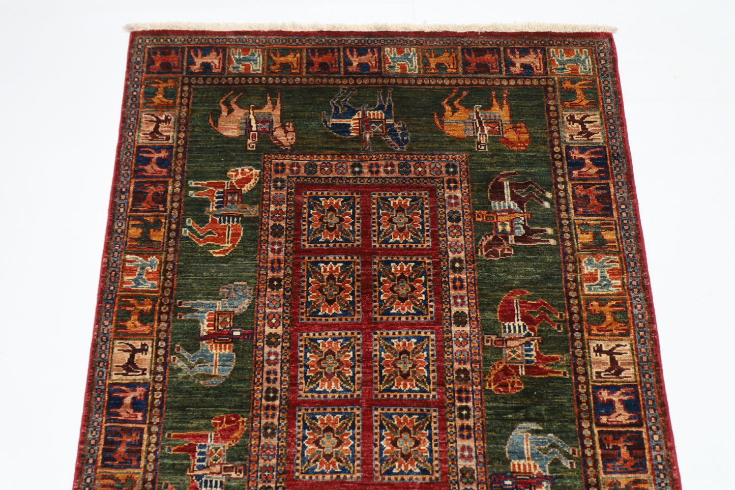 102 x 152 cm | Pazyryk Afghan Tribal Hand Knotted Veg Dye Wool Carpet