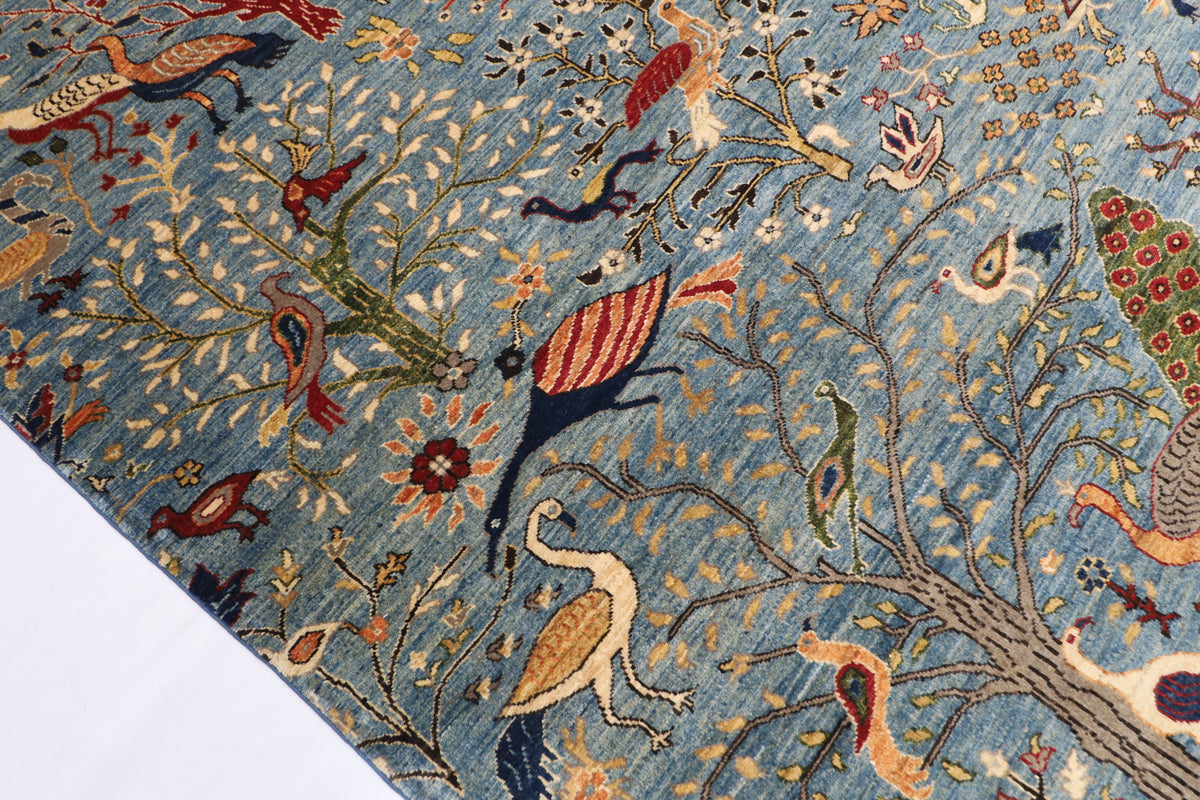 253 x 296 cm | Birds Design Hand Knotted Wool Afghan Carpet