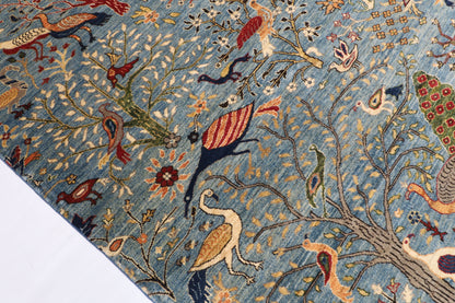253 x 296 cm | Birds Design Hand Knotted Wool Afghan Carpet