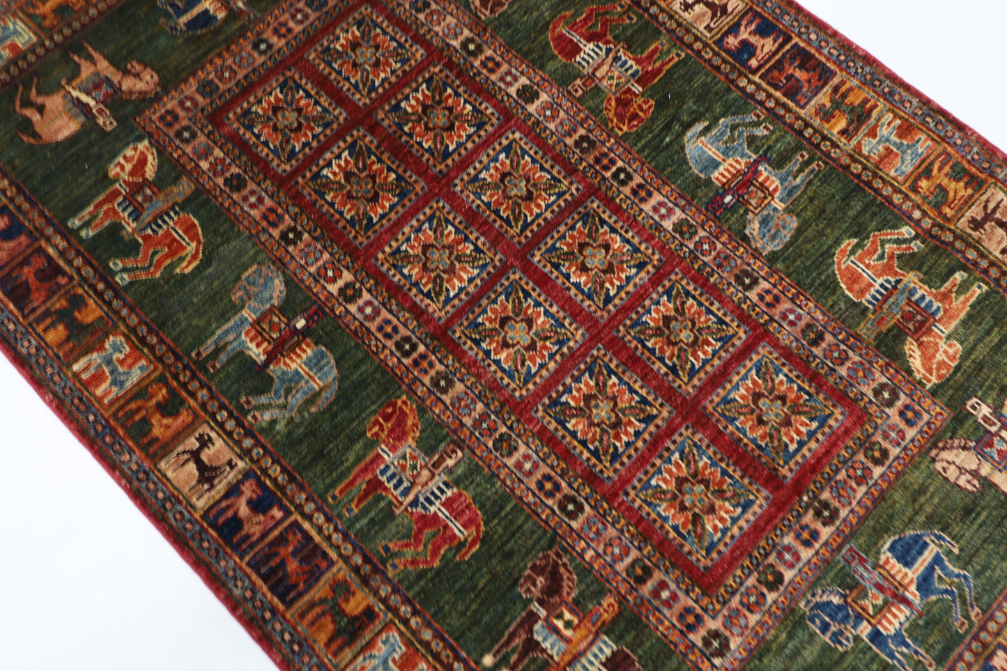 102 x 152 cm | Pazyryk Afghan Tribal Hand Knotted Veg Dye Wool Carpet