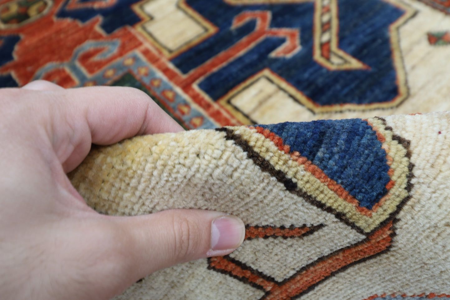92 x 146 cm | Oriental Heriz Area Rug Afghan Hand Knotted Veg dye Wool carpet