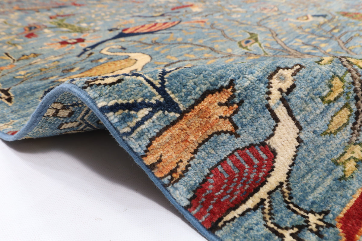 253 x 296 cm | Birds Design Hand Knotted Wool Afghan Carpet