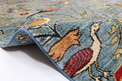 253 x 296 cm | Birds Design Hand Knotted Wool Afghan Carpet