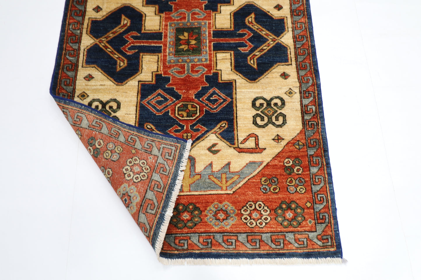 92 x 146 cm | Oriental Heriz Area Rug Afghan Hand Knotted Veg dye Wool carpet