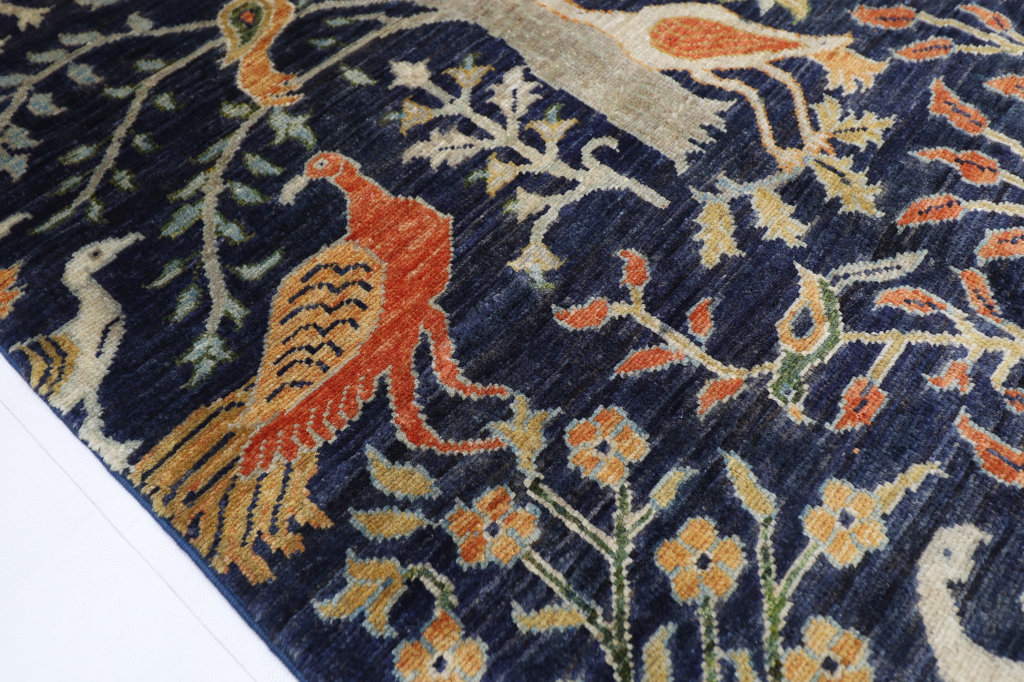 81 x 132 cm | Oriental Birds blue Accent Rug Afghan Hand Knotted Veg dye Wool carpet