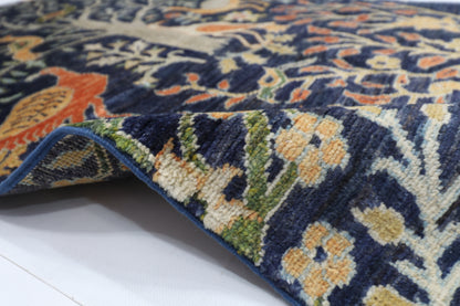 81 x 132 cm | Oriental Birds blue Accent Rug Afghan Hand Knotted Veg dye Wool carpet