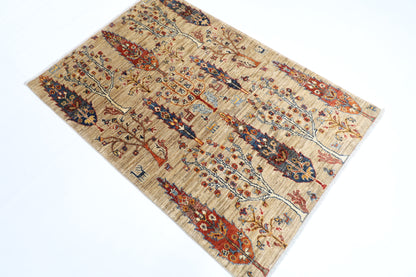 100 x 148 cm | Oriental Tree of life Area Rug Afghan Hand Knotted Veg dye Wool carpet