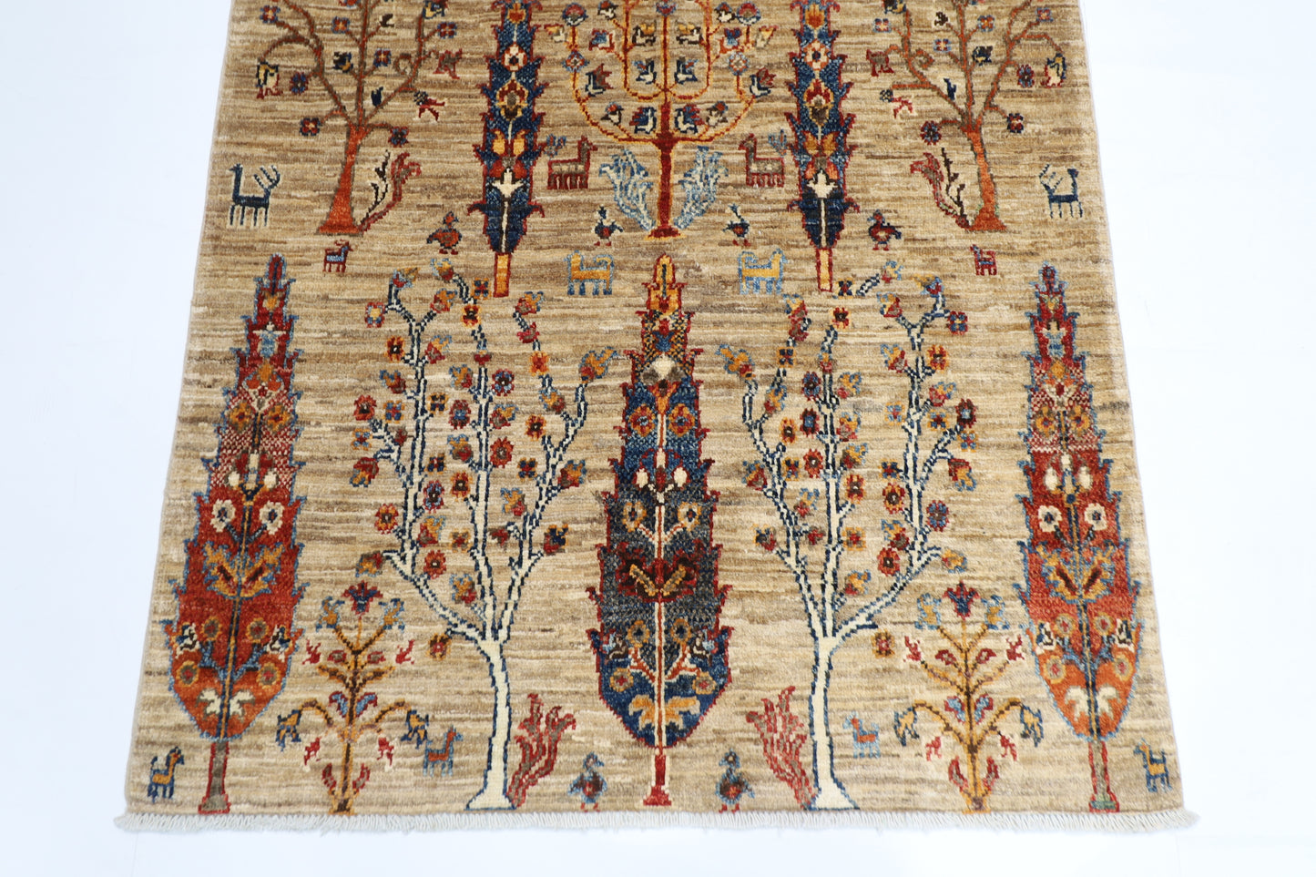 100 x 148 cm | Oriental Tree of life Area Rug Afghan Hand Knotted Veg dye Wool carpet