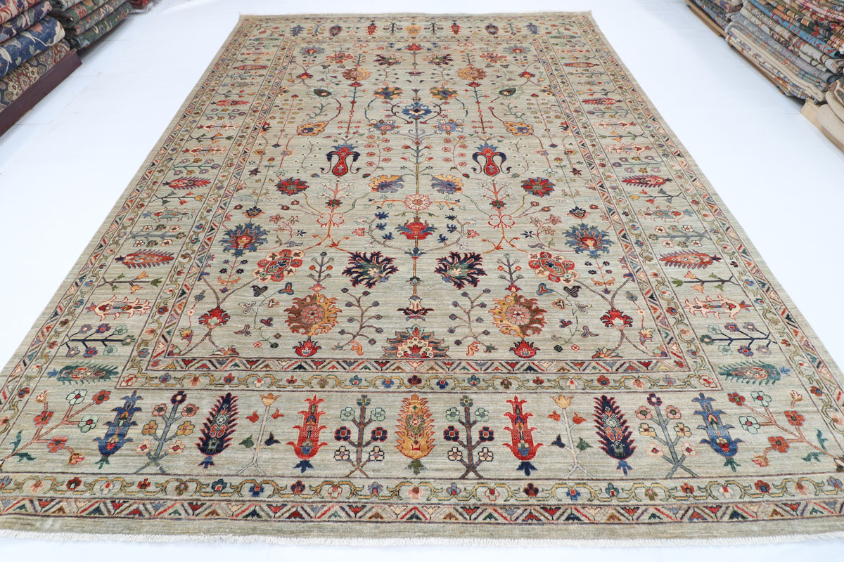 276 x 369 cm | Sultani Design Hand Knotted Wool Afghan Carpet