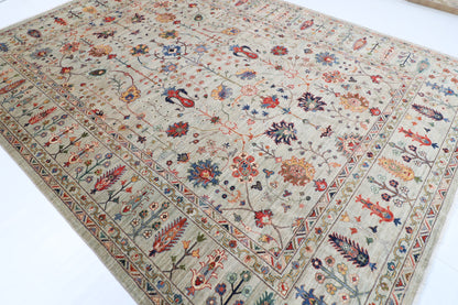 276 x 369 cm | Sultani Design Hand Knotted Wool Afghan Carpet