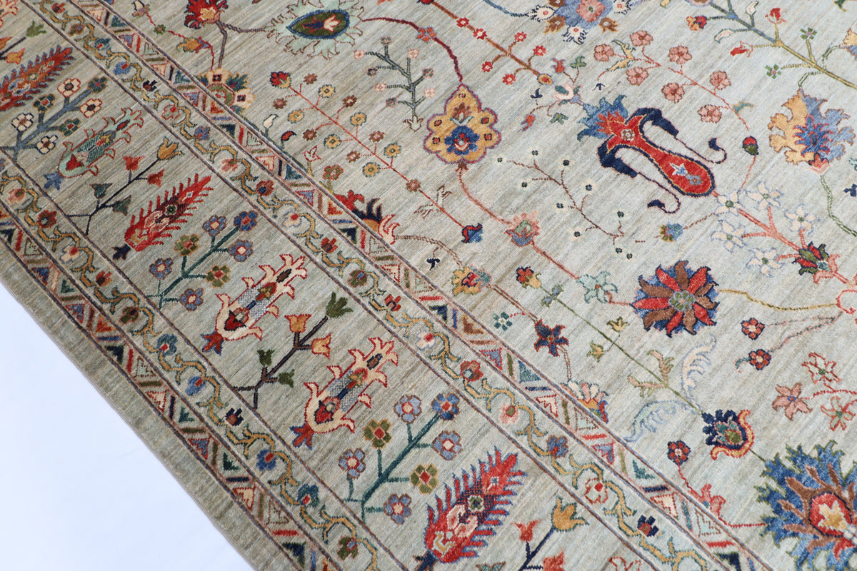 276 x 369 cm | Sultani Design Hand Knotted Wool Afghan Carpet