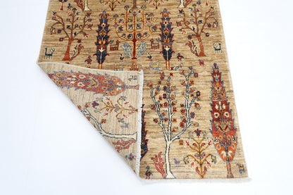 100 x 148 cm | Oriental Tree of life Area Rug Afghan Hand Knotted Veg dye Wool carpet
