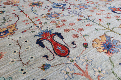 276 x 369 cm | Sultani Design Hand Knotted Wool Afghan Carpet