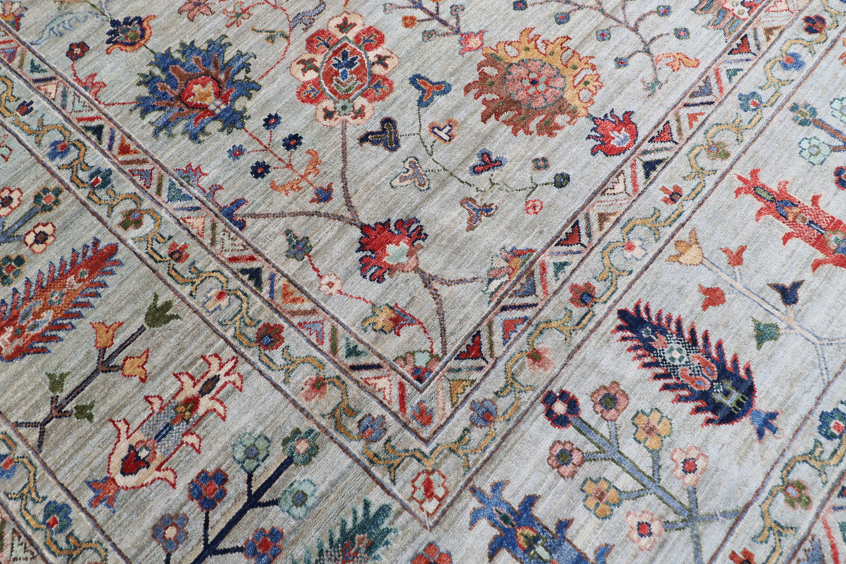 276 x 369 cm | Sultani Design Hand Knotted Wool Afghan Carpet
