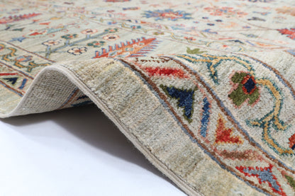 276 x 369 cm | Sultani Design Hand Knotted Wool Afghan Carpet