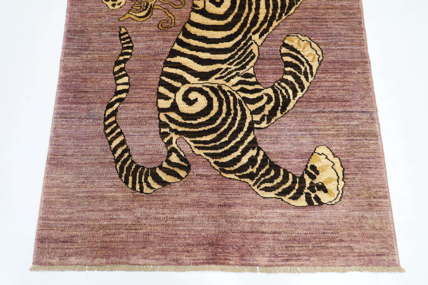 106 x 153 cm | Oriental Tiger Pink Area Rug Afghan Hand Knotted Veg dye Wool carpet