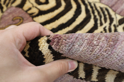106 x 153 cm | Oriental Tiger Pink Area Rug Afghan Hand Knotted Veg dye Wool carpet