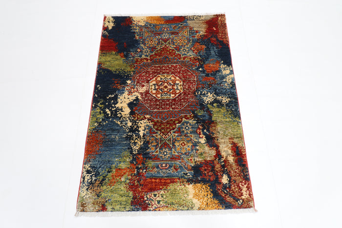 82 x 122 cm | Oriental Abstract mamluk Area Rug Afghan Hand Knotted Veg dye Wool carpet