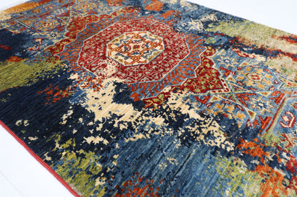 82 x 122 cm | Oriental Abstract mamluk Area Rug Afghan Hand Knotted Veg dye Wool carpet