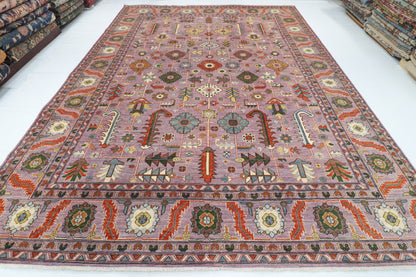 311 x 422 cm | Bidjar Dark Pinky Design Hand Knotted Wool Afghan Carpet