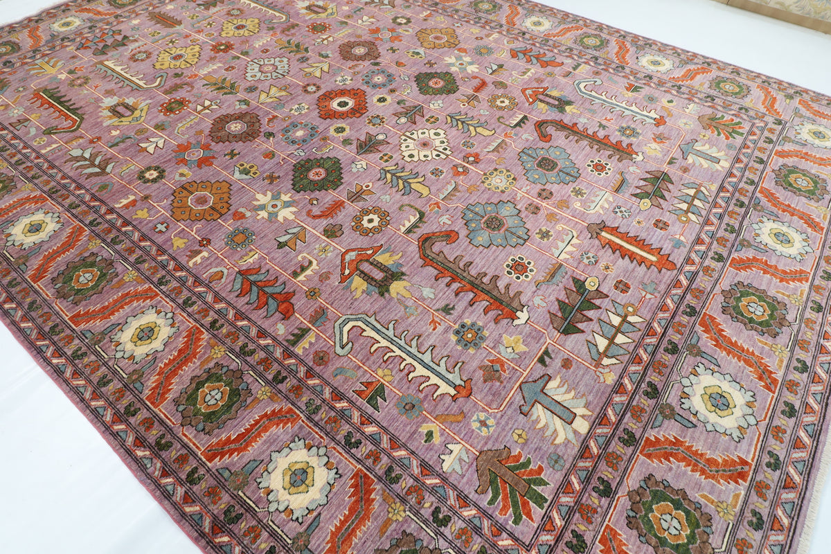 311 x 422 cm | Bidjar Dark Pinky Design Hand Knotted Wool Afghan Carpet