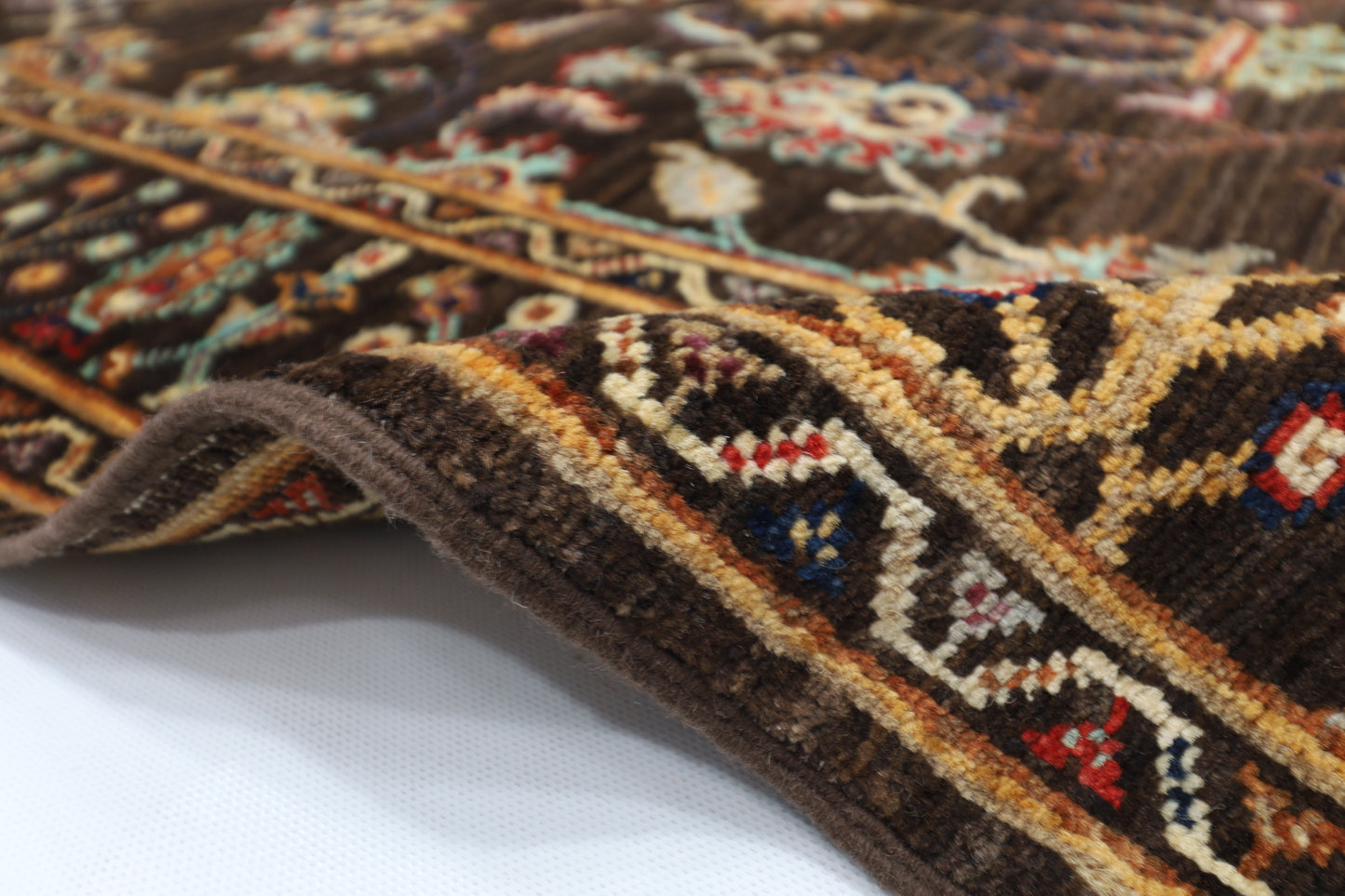 99 x 156 cm | Sultani Brown Afghan Tribal Hand Knotted Veg Dye Wool Carpet