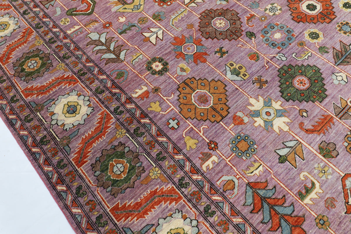 311 x 422 cm | Bidjar Dark Pinky Design Hand Knotted Wool Afghan Carpet
