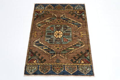 89 x 119 cm | Oriental heriz Gray Rug Afghan Hand Knotted Veg dye Wool carpet