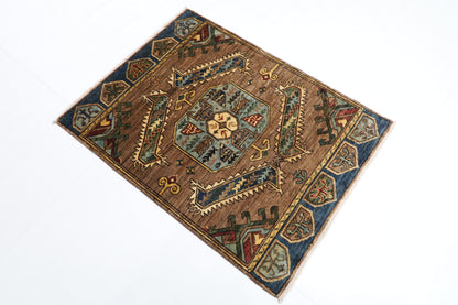89 x 119 cm | Oriental heriz Gray Rug Afghan Hand Knotted Veg dye Wool carpet