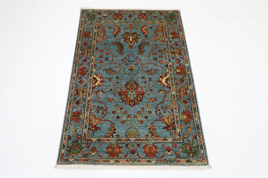 87 x 128 cm | Sultani Afghan Tribal Hand Knotted Veg Dye Wool Carpet