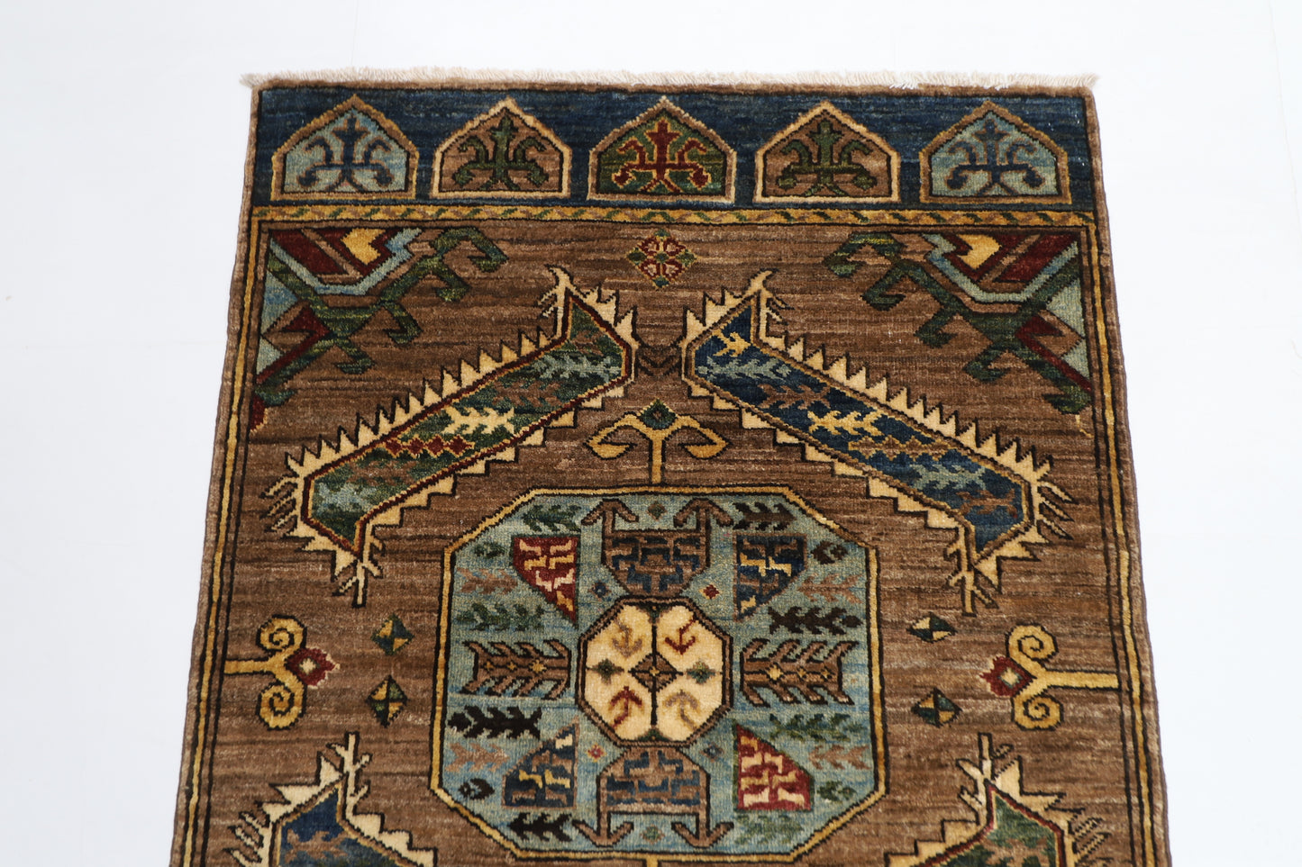 89 x 119 cm | Oriental heriz Gray Rug Afghan Hand Knotted Veg dye Wool carpet