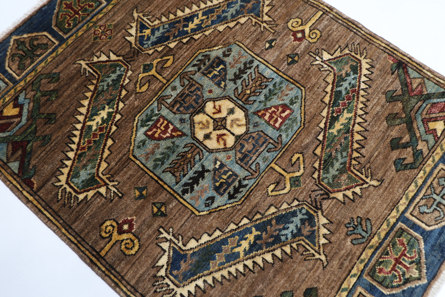 89 x 119 cm | Oriental heriz Gray Rug Afghan Hand Knotted Veg dye Wool carpet