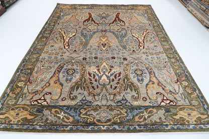 247 x 299 cm | Kawros Gray Design Hand Knotted Wool Afghan Carpet