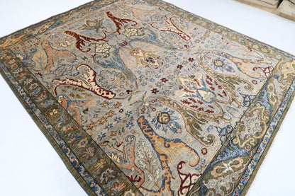 247 x 299 cm | Kawros Gray Design Hand Knotted Wool Afghan Carpet