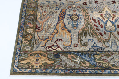 247 x 299 cm | Kawros Gray Design Hand Knotted Wool Afghan Carpet