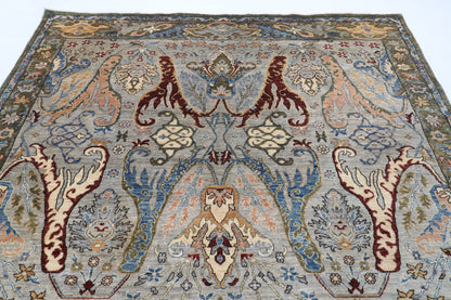 247 x 299 cm | Kawros Gray Design Hand Knotted Wool Afghan Carpet