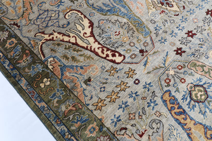 247 x 299 cm | Kawros Gray Design Hand Knotted Wool Afghan Carpet