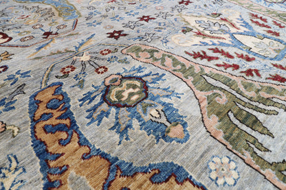 247 x 299 cm | Kawros Gray Design Hand Knotted Wool Afghan Carpet